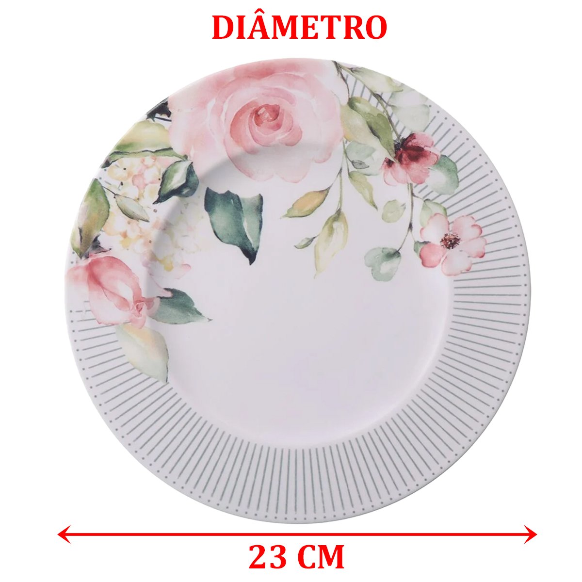 Kit Jogo Prato Raso Jantar 6 Pessoas 6Pçs Chá Ornatta 28cm