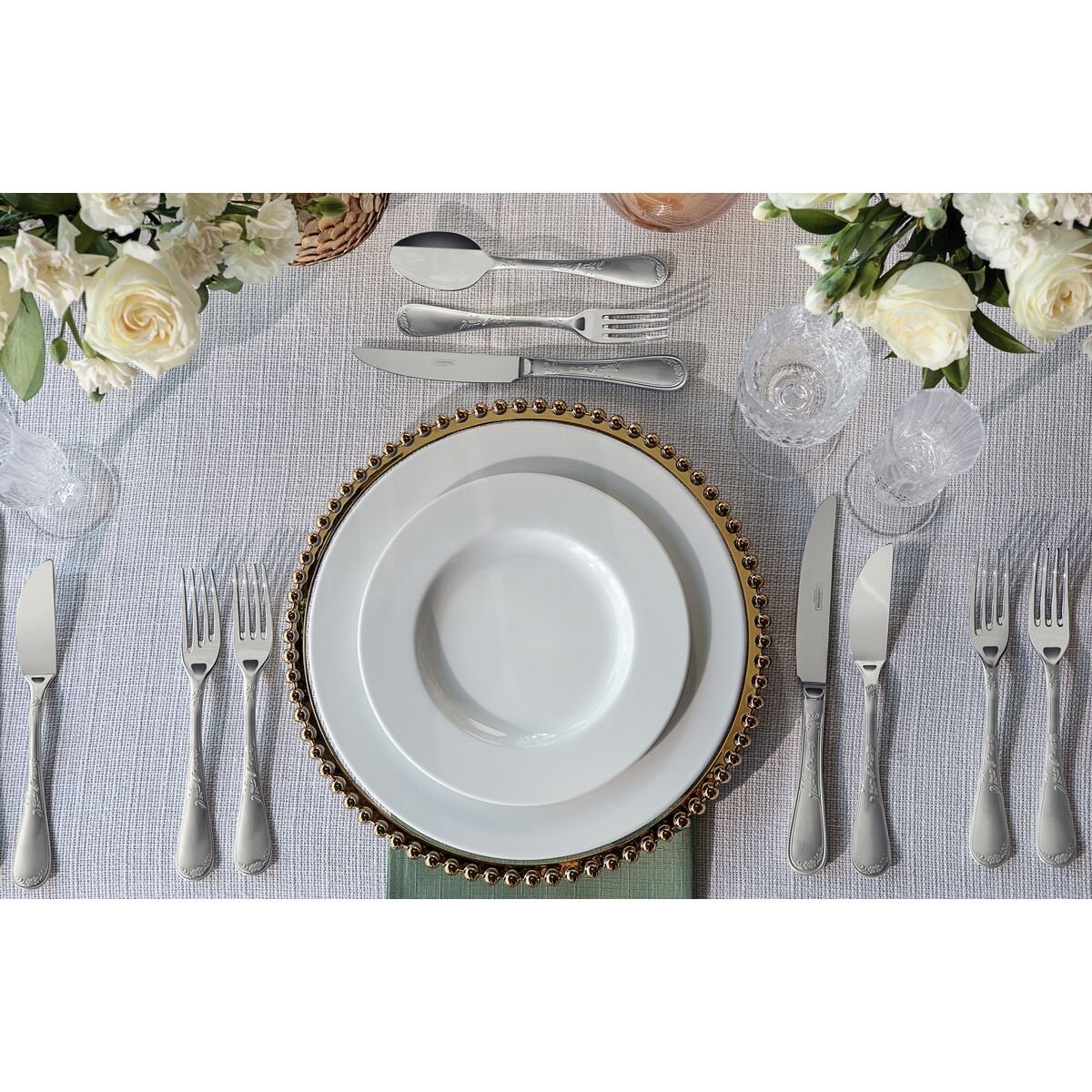 Kit Jogo Prato Raso Jantar Tramontina Augusta Porcelana 12Pç