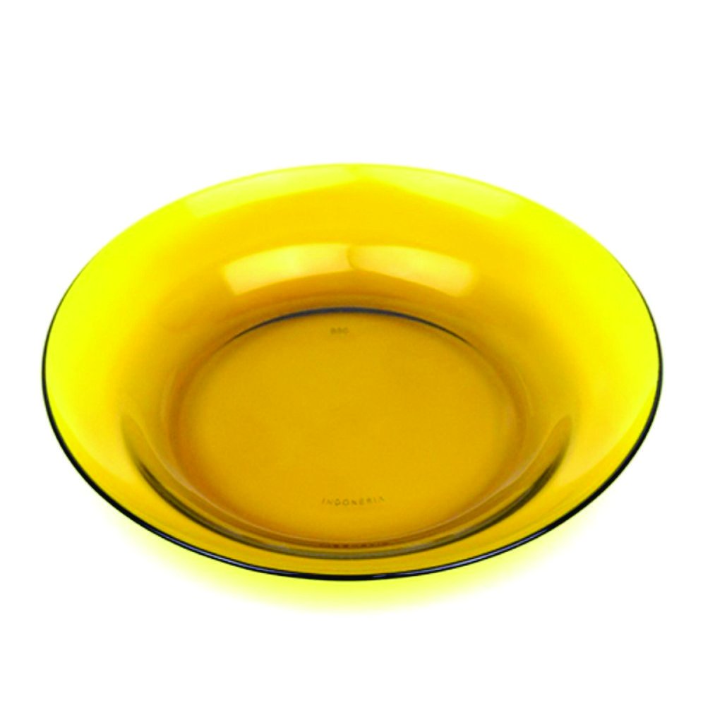 Kit Jogo Pratos Fundo Sopa Amber em Vidro 2 Peças 22,5cm