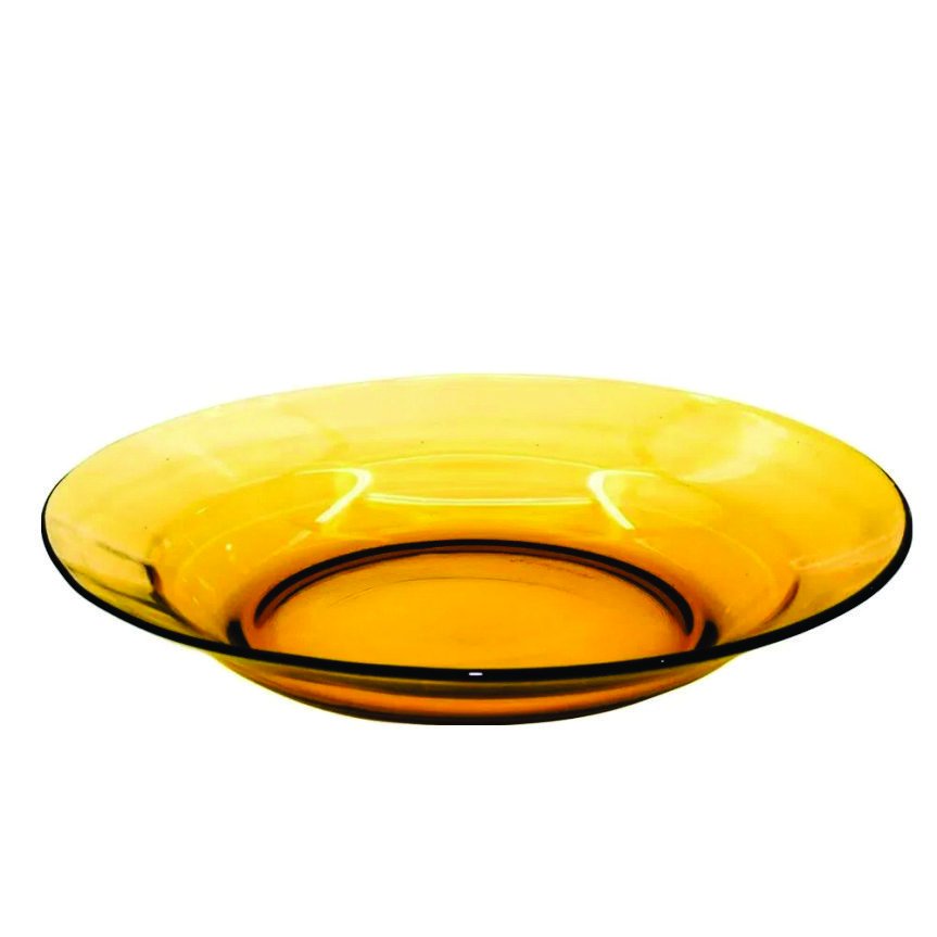 Kit Jogo Pratos Fundo Sopa Amber em Vidro 2 Peças 22,5cm