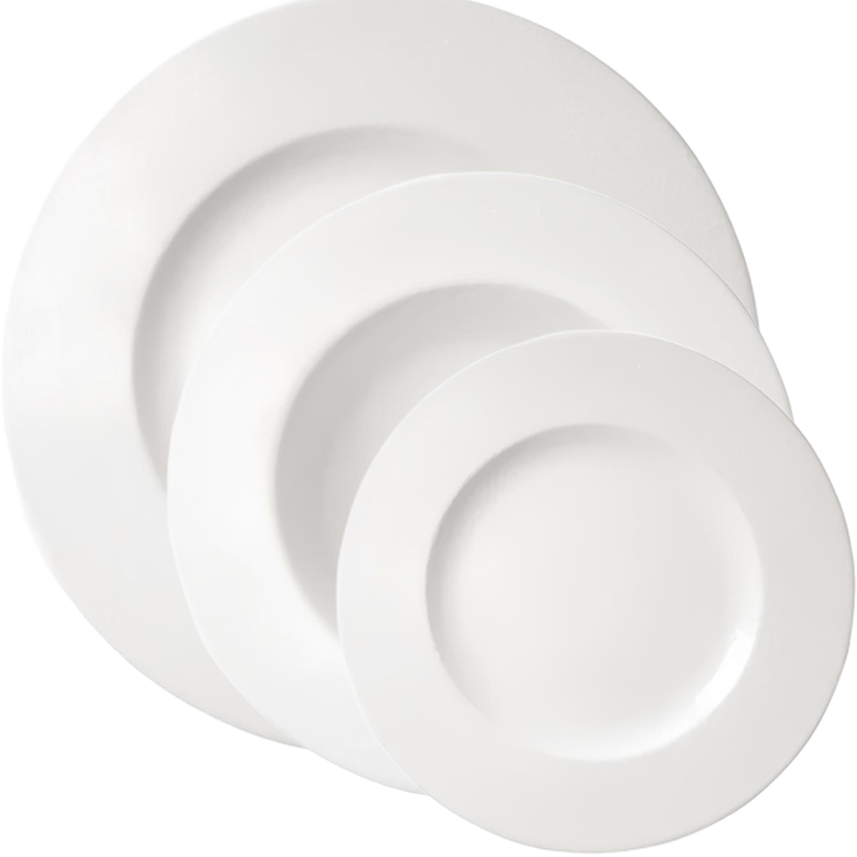 Kit Jogo Pratos Raso Fundo 12 Pessoas 24Pçs Aba Larga Branco