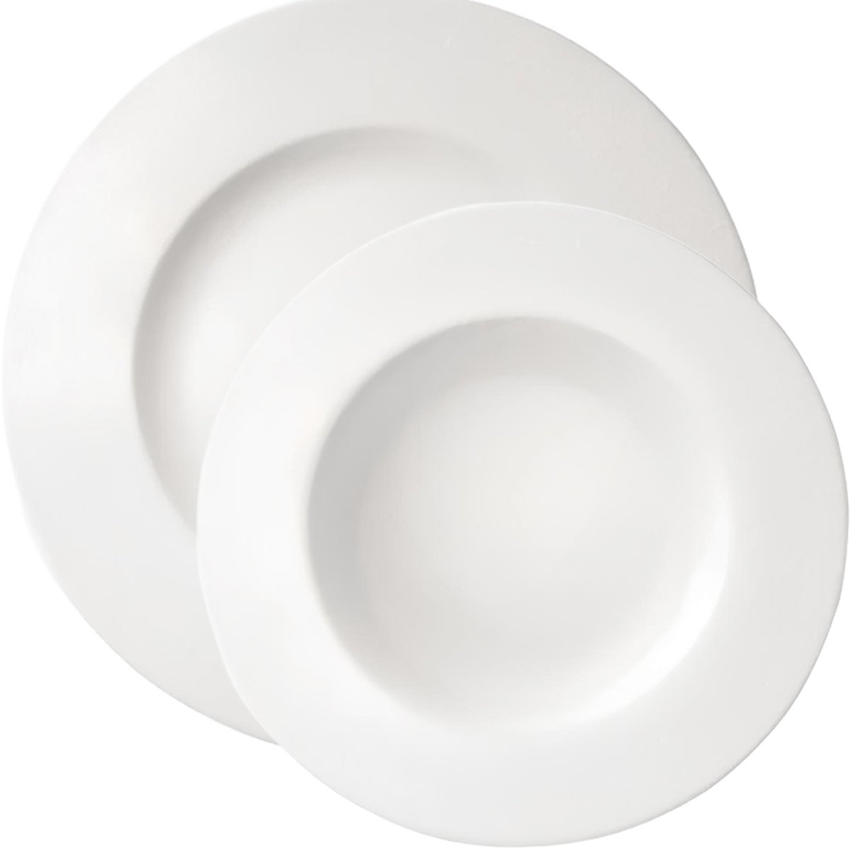 Kit Jogo Pratos Raso Fundo 6 Pessoas 12Pçs Aba Larga Branco