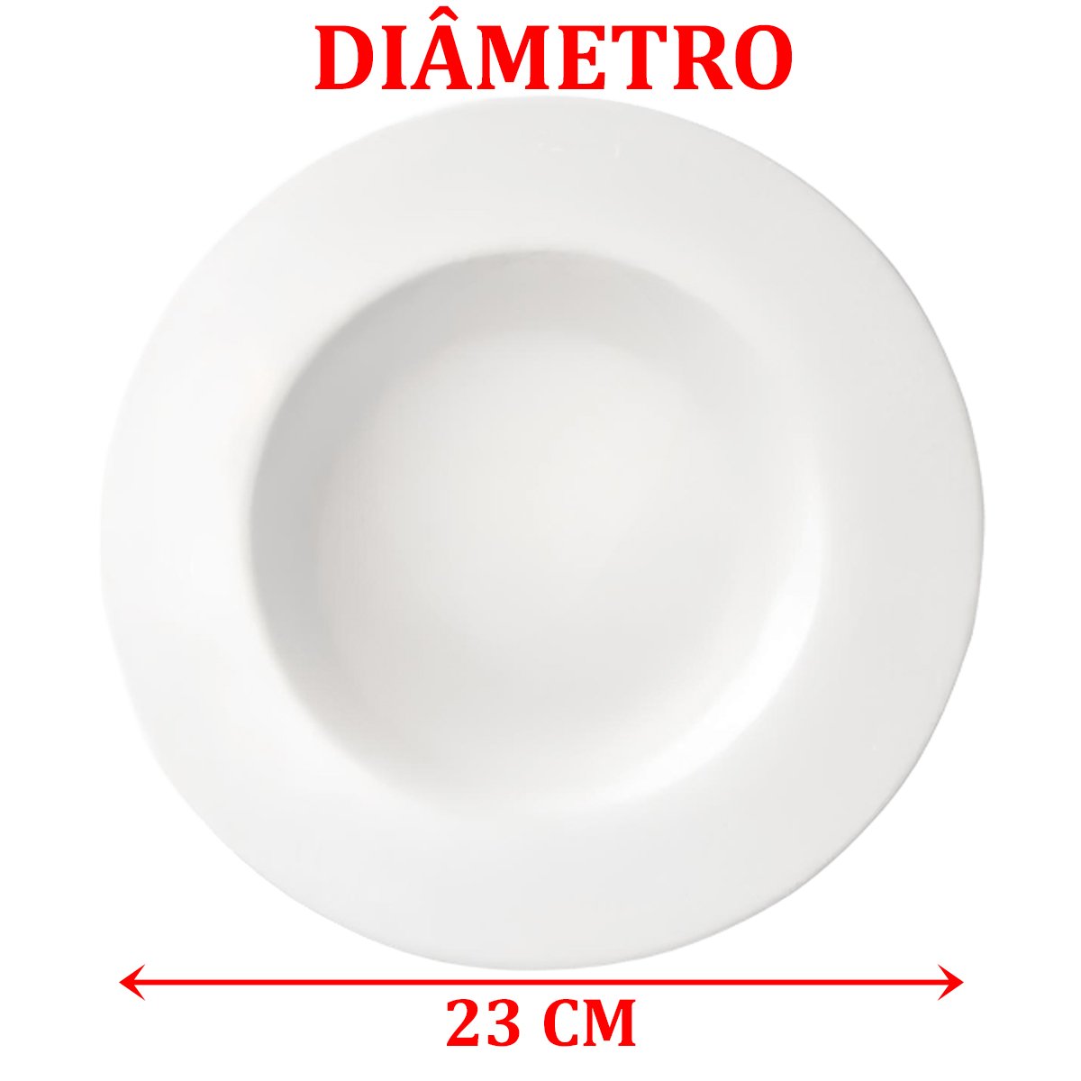 Kit Jogo Pratos Raso Fundo 6 Pessoas 12Pçs Aba Larga Branco