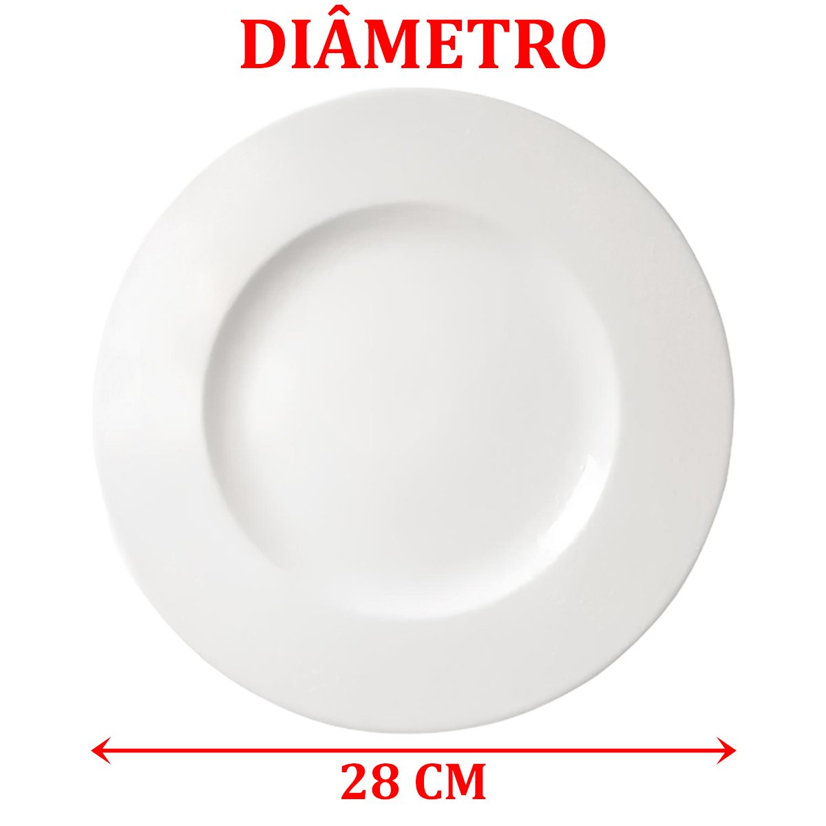 Kit Jogo Pratos Raso Fundo 6 Pessoas 12Pçs Aba Larga Branco