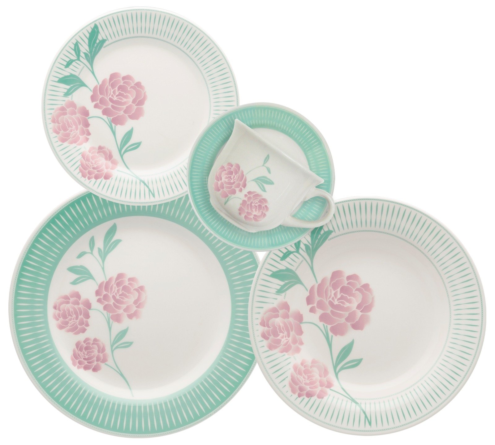 Kit Jogo Pratos Raso e Fundo P/6 Pessoas 12Pçs Oxford Bloom
