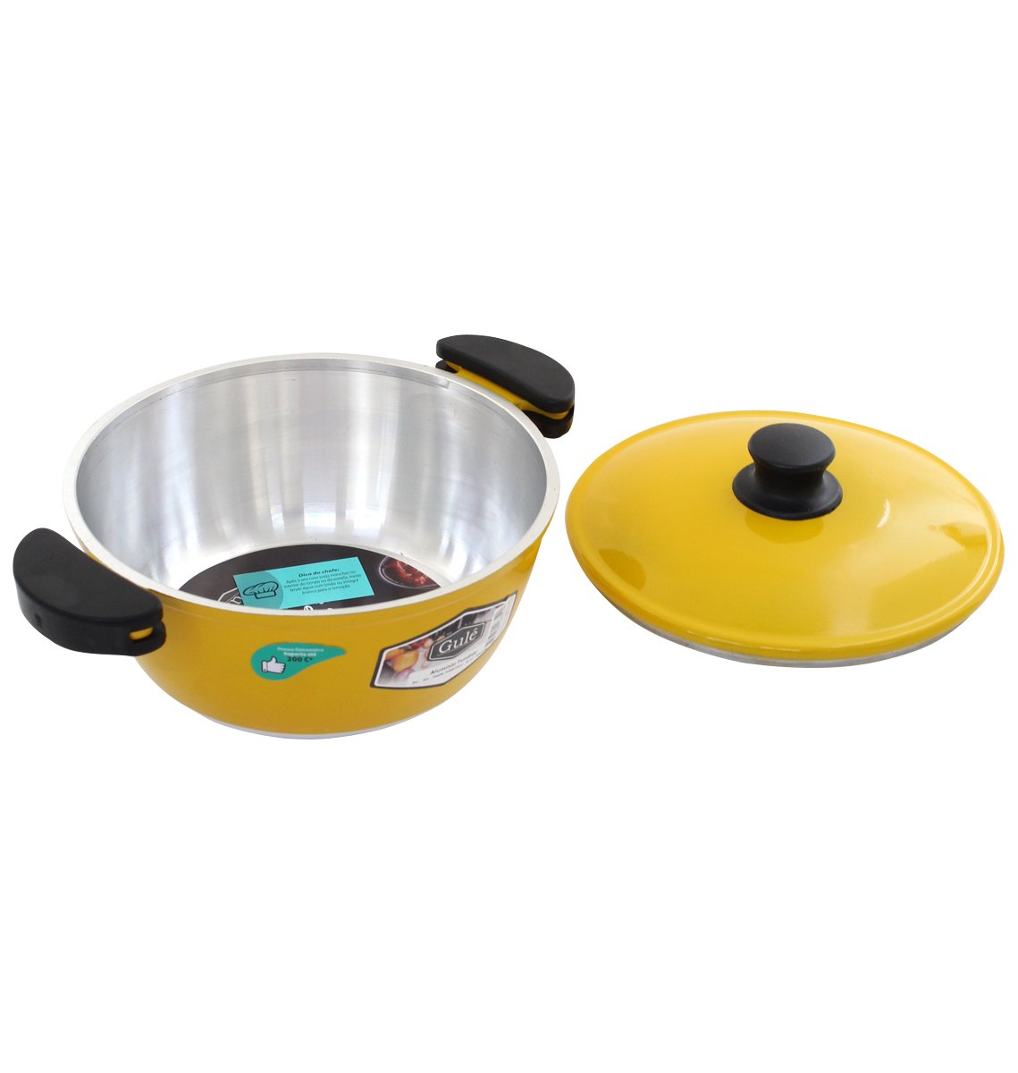 Kit Panelas Gulê Alumínio 1,75L 2,2L 2,5L 3 Peças Amarelo