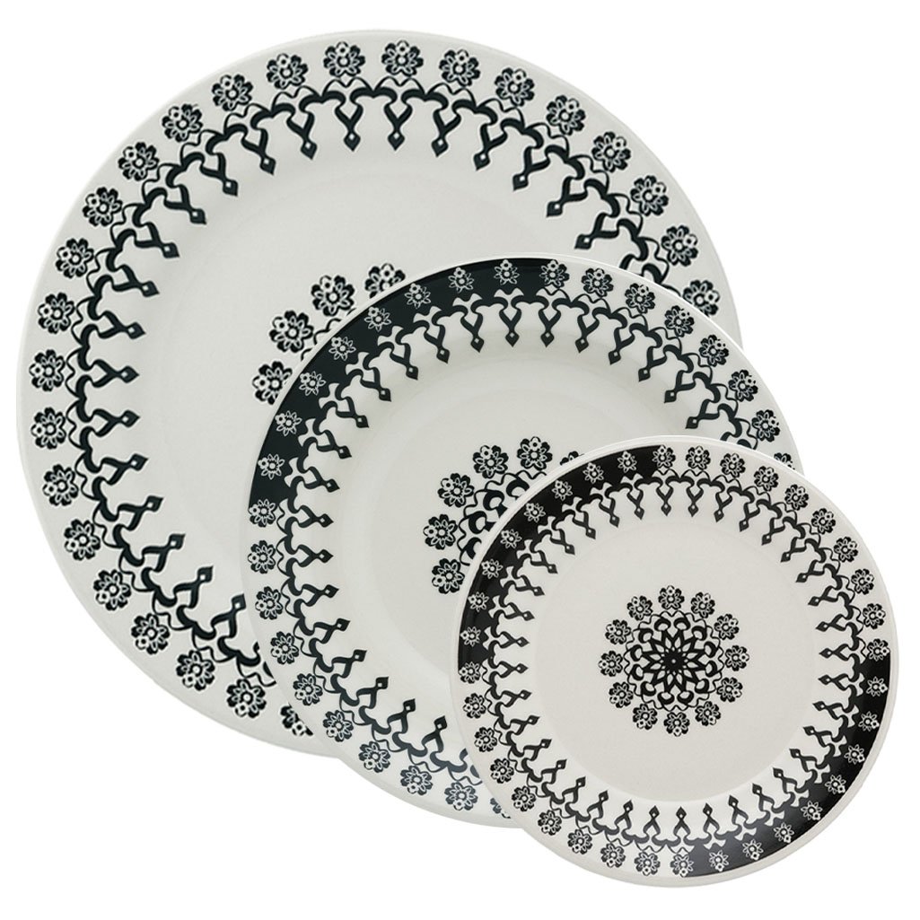 Kit Pratos Rasos Fundos e Sobremesa Donna Folk Oxford® Cerâmica 24 Peças