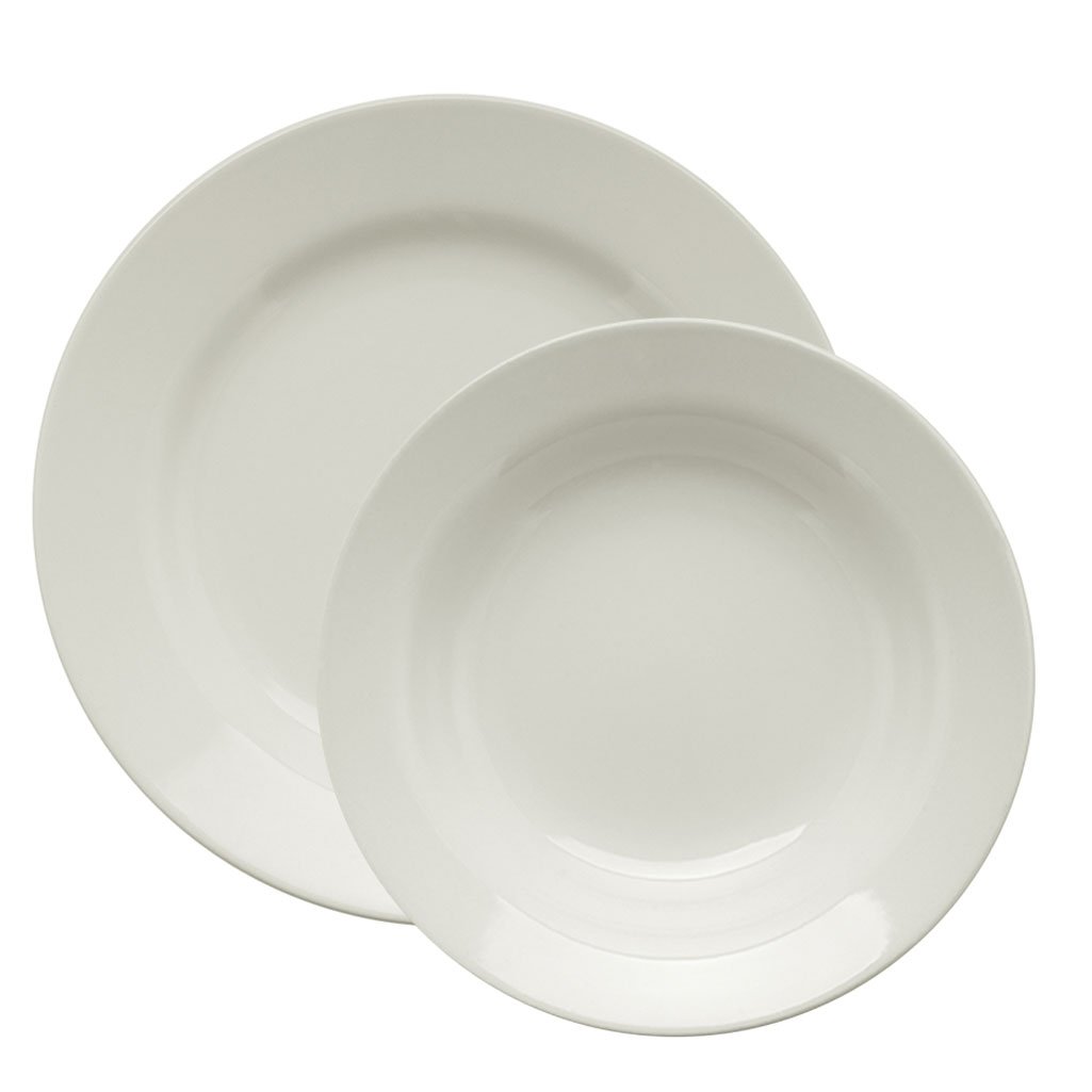 Kit Pratos Rasos e Fundos Donna Branco 24 Peças Oxford® Cerâmica