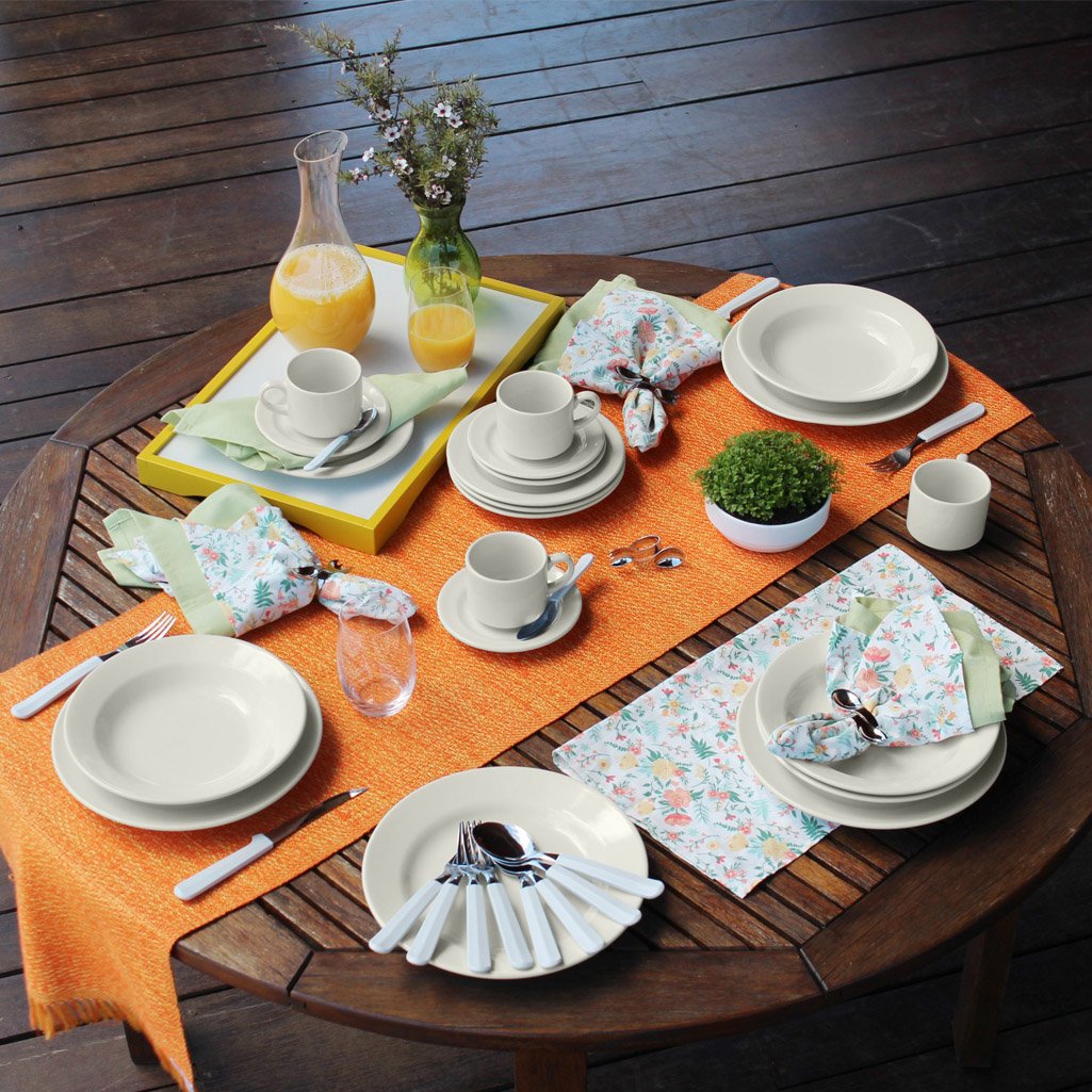 Kit Pratos Rasos e Fundos Donna Branco 24 Peças Oxford® Cerâmica