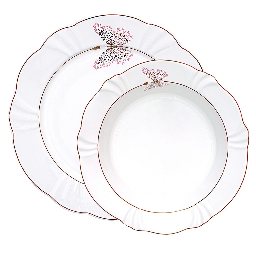 Kit Pratos Rasos e Fundos Soleil Encantada Oxford® Porcelana 12 Peças