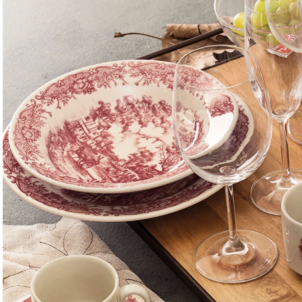 Kit Tigelas Bowl e Pratos de Sobremesa 12 Peças Donna Vilarejo Oxford® Cerâmica