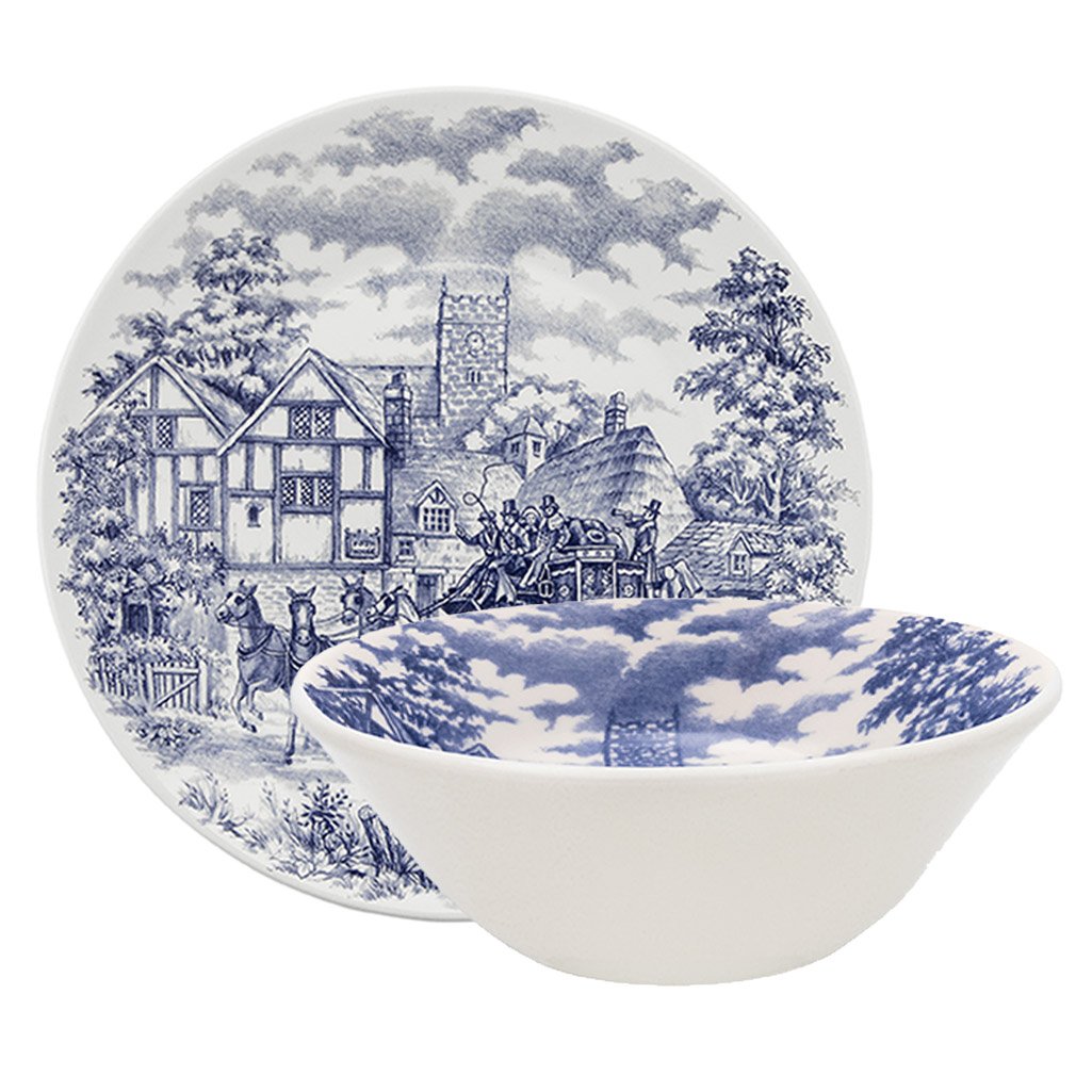 Kit Tigelas Bowl e Pratos de Sobremesa 8 Peças Biona Cena Inglesa Oxford® Cerâmica