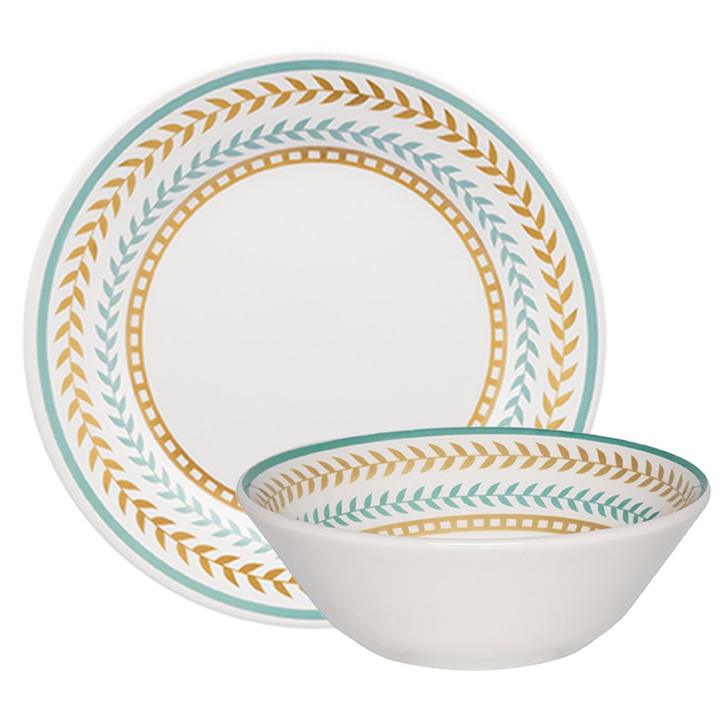 Kit Tigelas Bowl e Pratos de Sobremesa 8 Peças Donna Louros Oxford Cerâmica