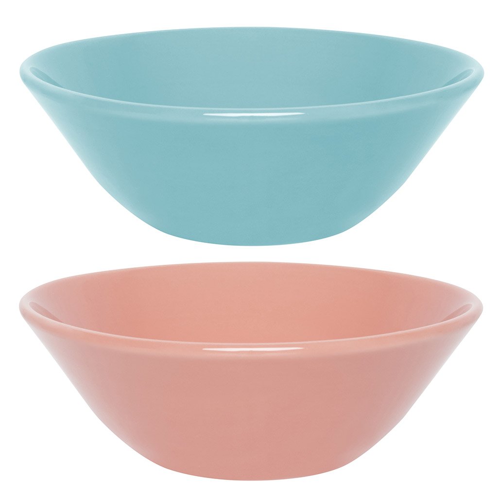 Kit Tigelas Conic Azul Claro e Rosa 8 Peças Oxford® Cerâmica 500Ml