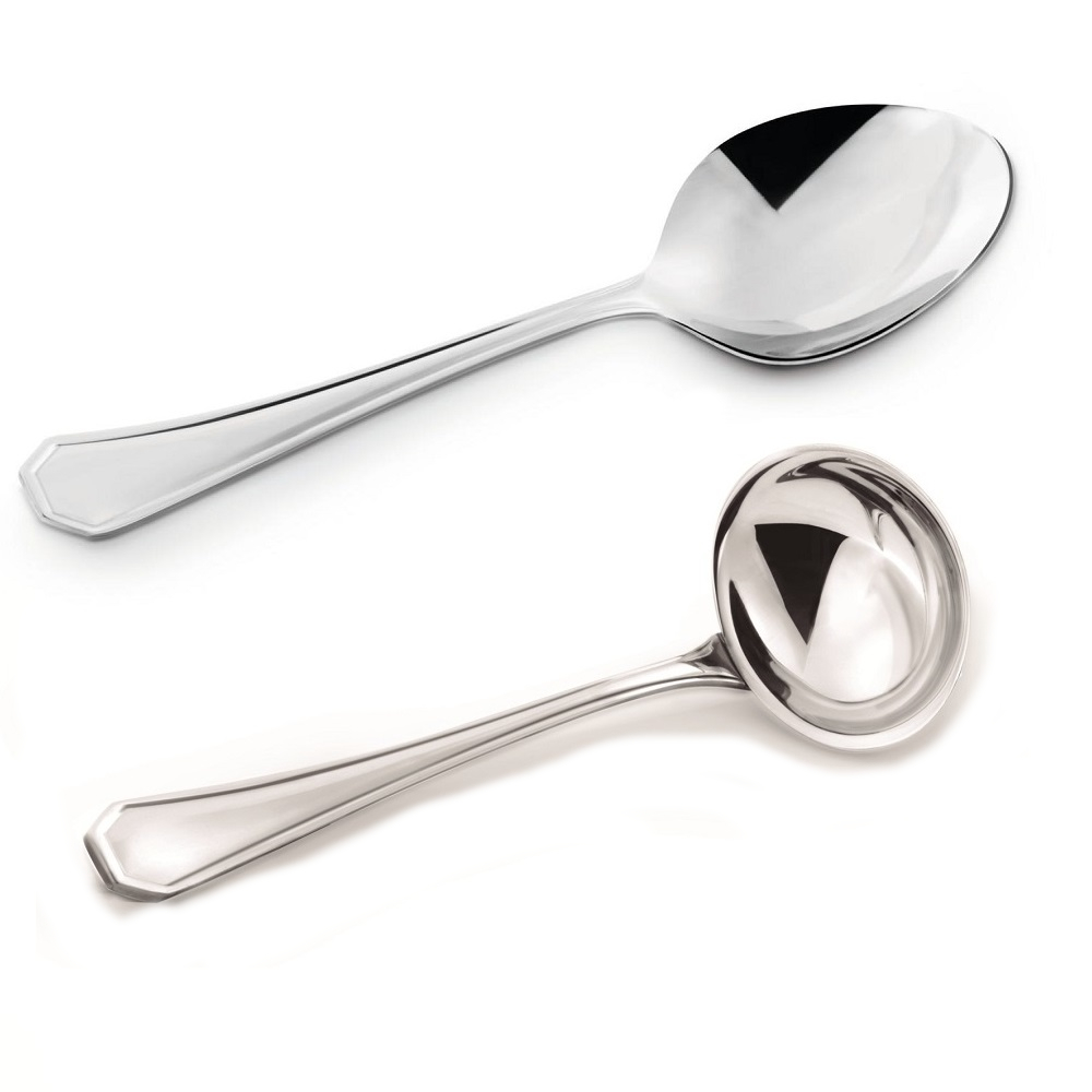 Kit com 01 Colher de Arroz e 01 Concha em Inox Reforçado Mesa Cozinha 