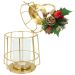 Lamparina Luminária Natal Dourada Em Metal Decorativa 30cm