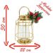 Lamparina Luminária Natal Dourada Em Metal Decorativa 30cm