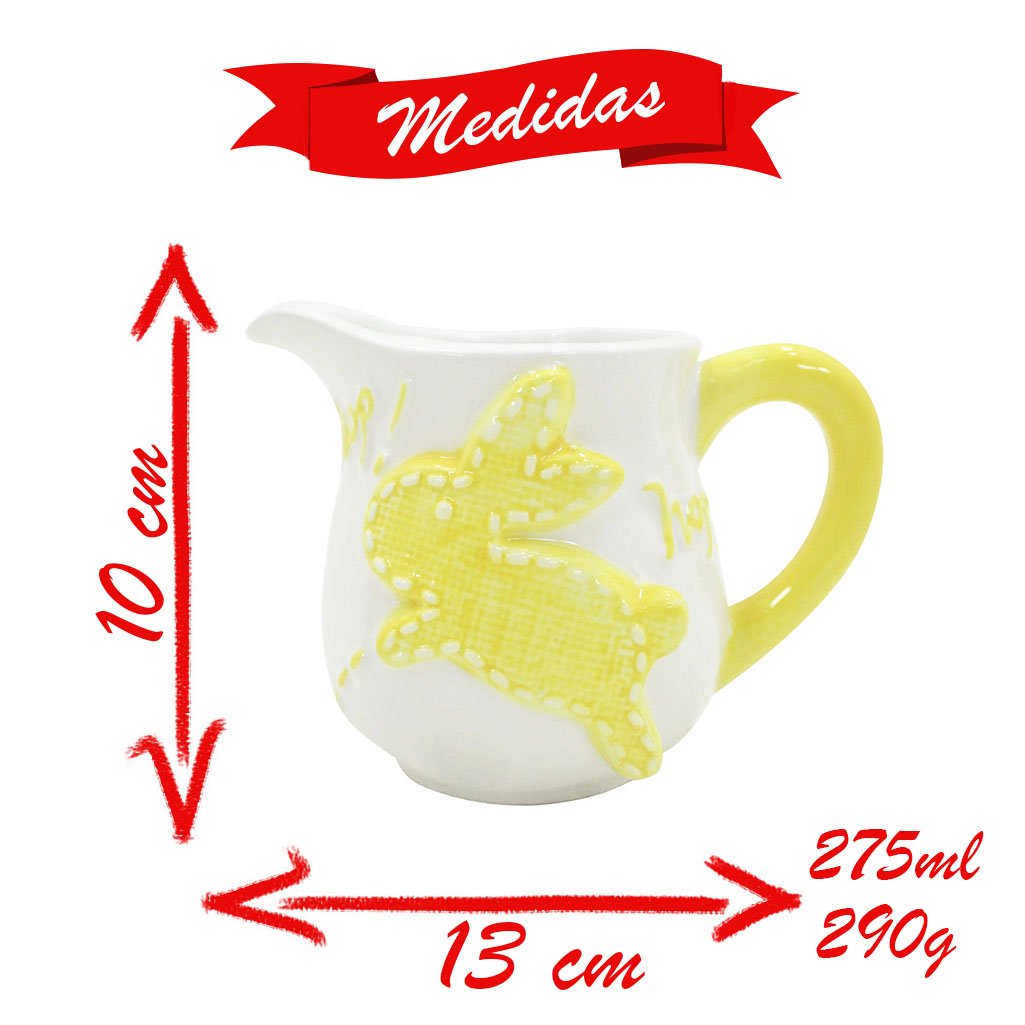 Leiteira de Coelhinho da Páscoa Amarelo Em Cerâmica - 275ml