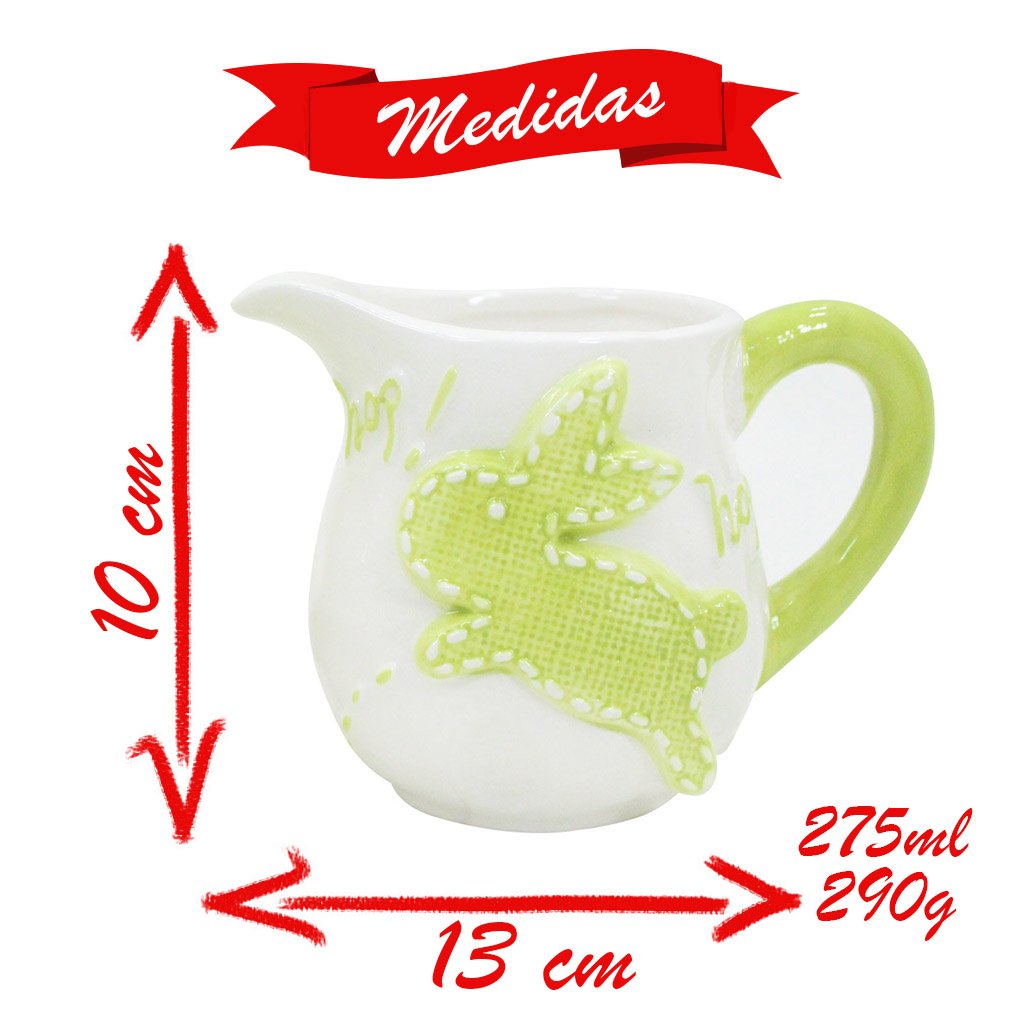 Leiteira de Coelhinho da Páscoa Verde Em Cerâmica - 275ml 7898916926254