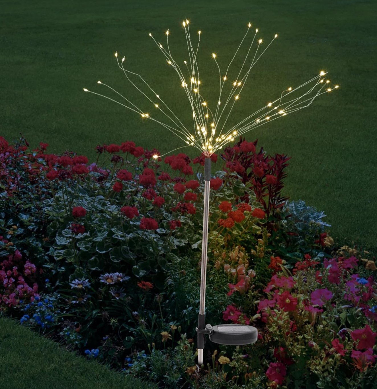 Luminária Decoração Luzes Fogos Artifício Solar Para Jardim