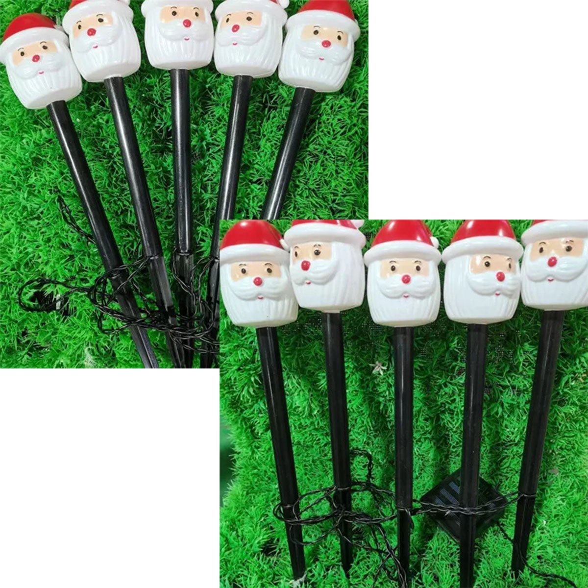 Luminária Jardim Solar Papai Noel Luzes Amarela Natal De 3M