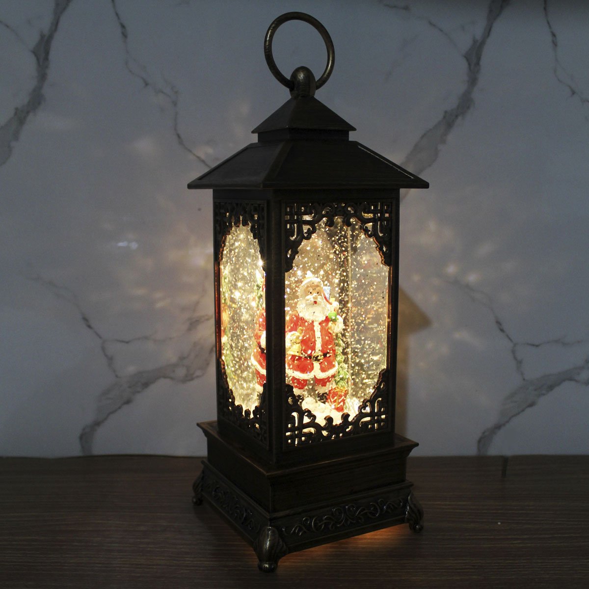 Luminária Lamparina Papai Noel Natalino LEDs Musical De 30cm