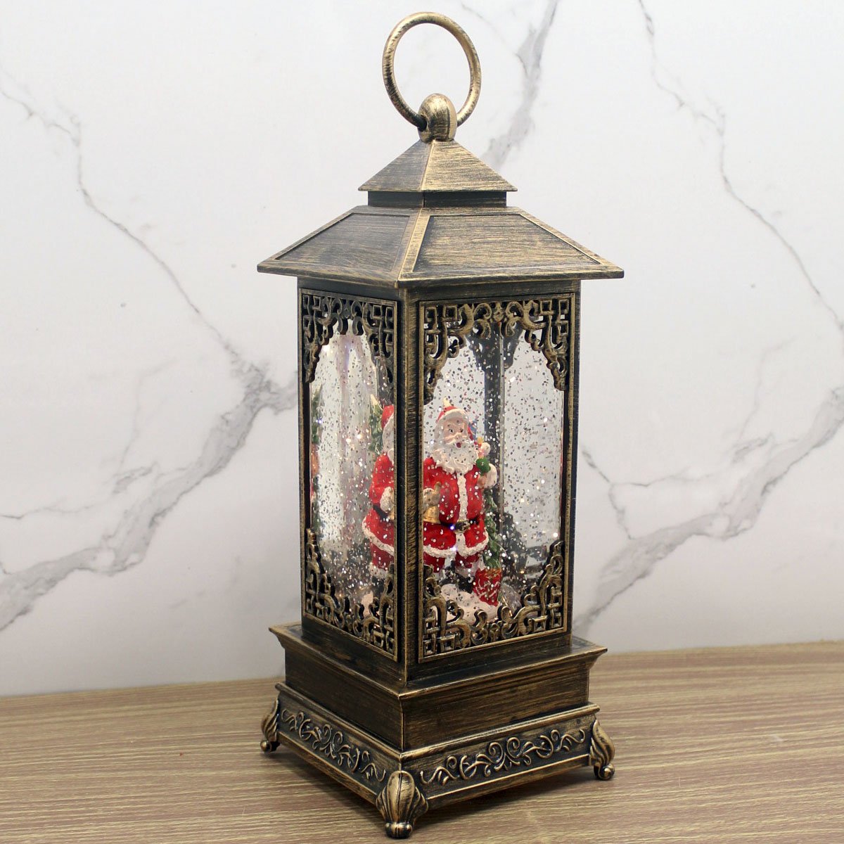 Luminária Lamparina Papai Noel Natalino LEDs Musical De 30cm
