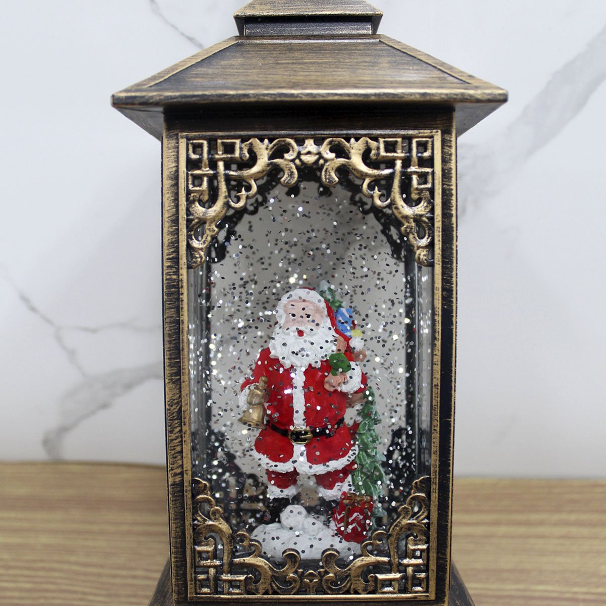 Luminária Lamparina Papai Noel Natalino LEDs Musical De 30cm