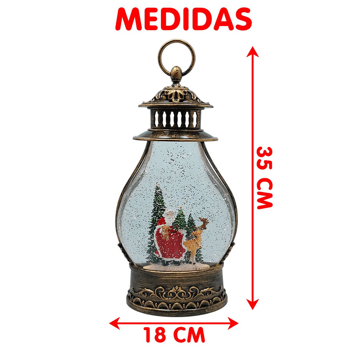 Luminária Musical Á Pilha Enfeite Natal Papai Noel Rena 35cm