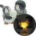Luminária Natalino Enfeite Pinguins Nevado Decoração Luz LED