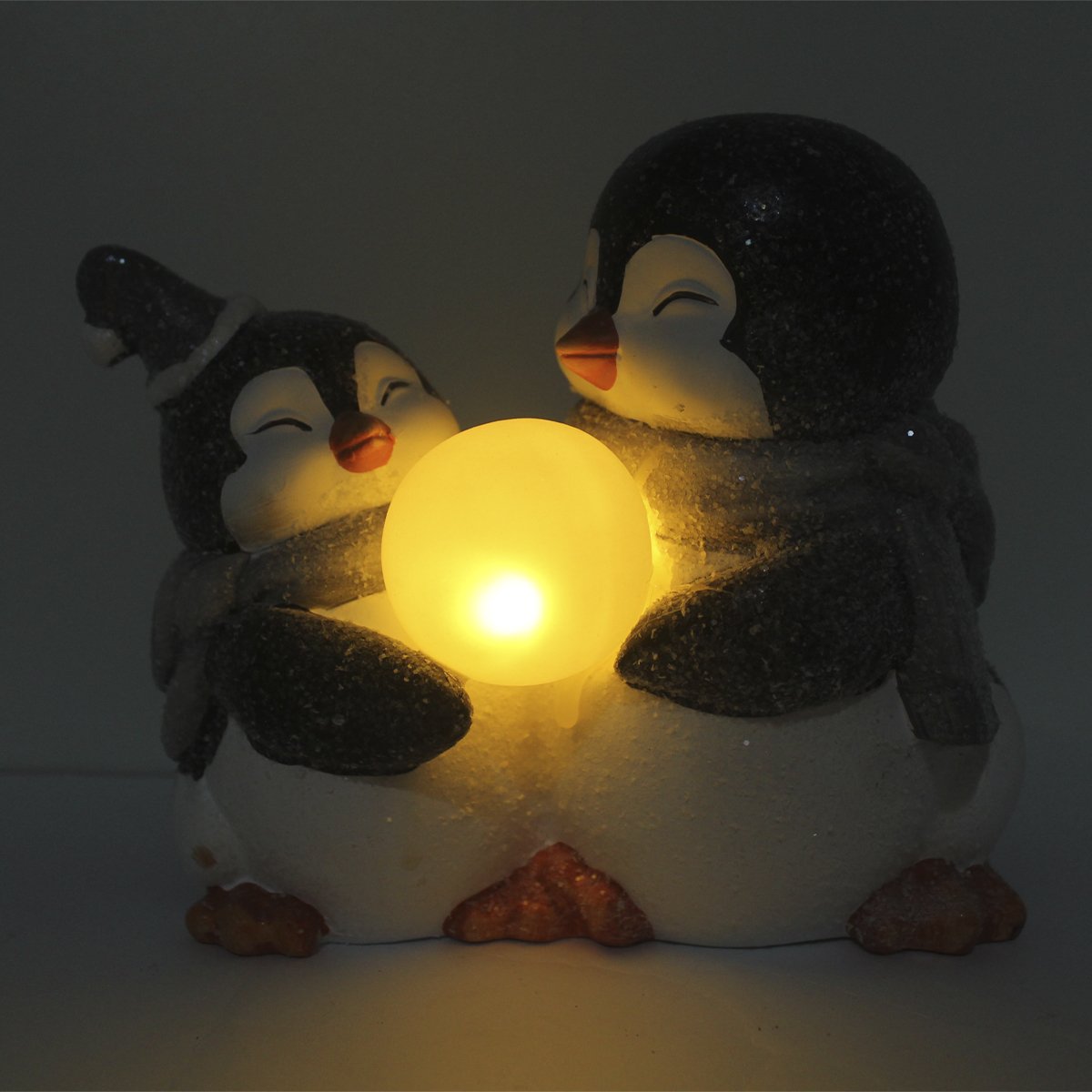 Luminária Natalino Enfeite Pinguins Nevado Decoração Luz LED