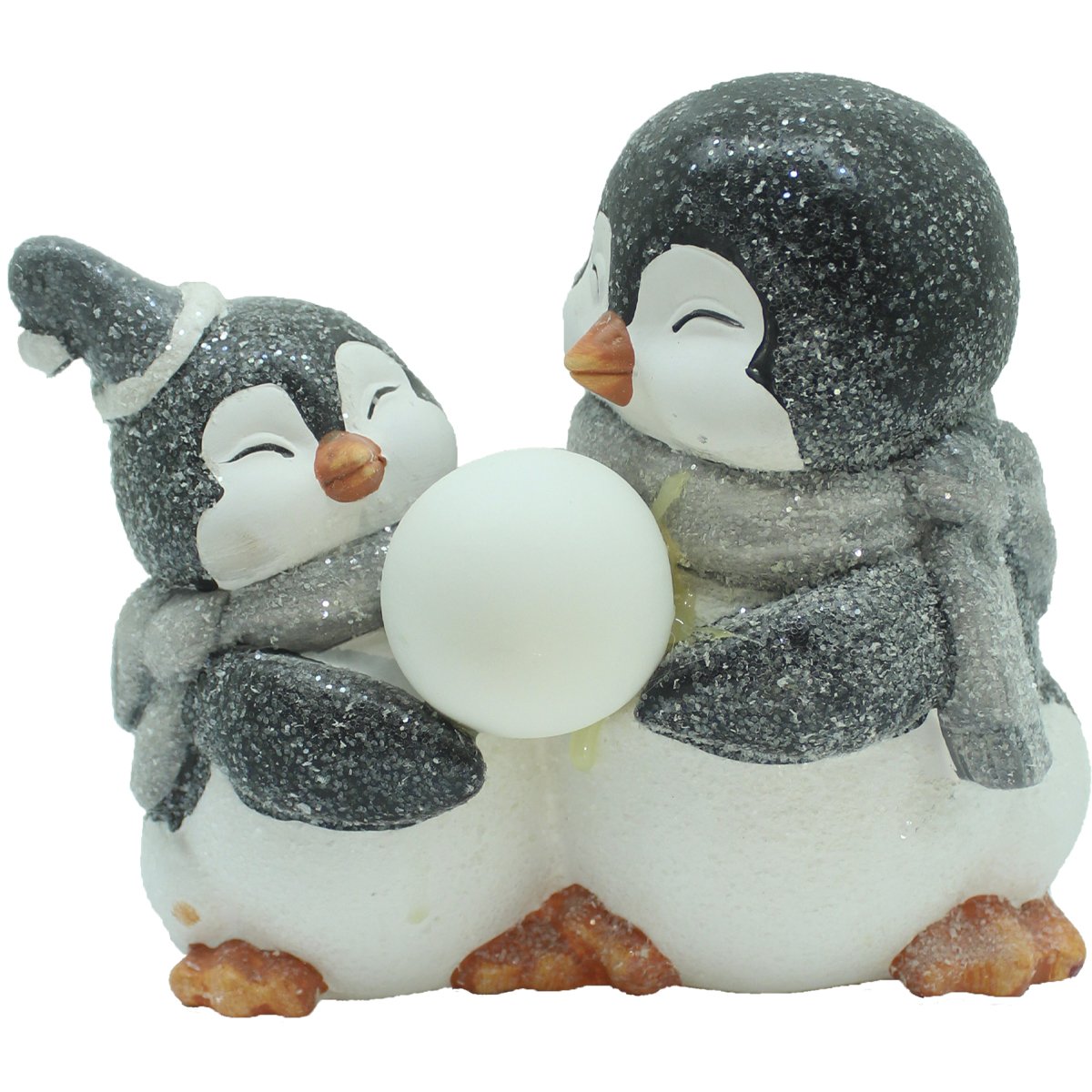 Luminária Natalino Enfeite Pinguins Nevado Decoração Luz LED