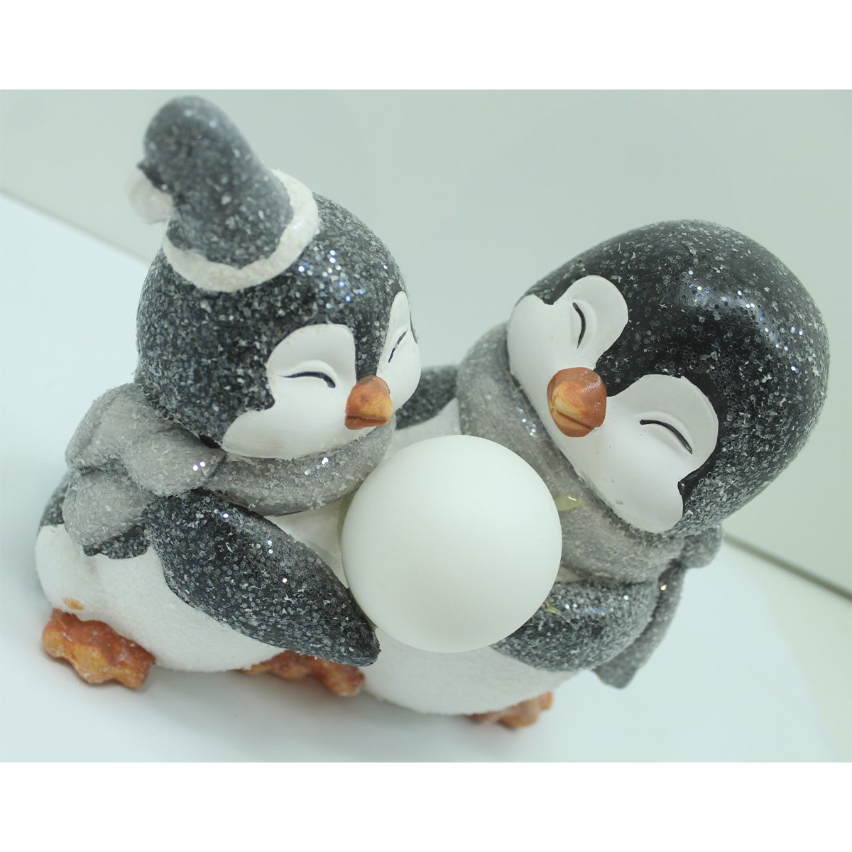 Luminária Natalino Enfeite Pinguins Nevado Decoração Luz LED