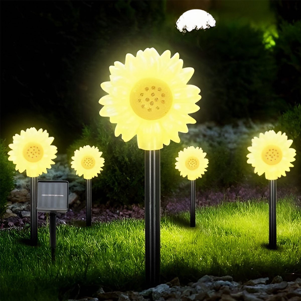 Luminária Solar Jardim Flores Girassol LEDs Amarela Natal 3M