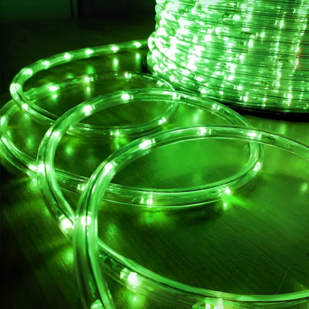 Mangueira Rolo Pisca Led Luzes Fria 8 Funções Verde 10m 220v