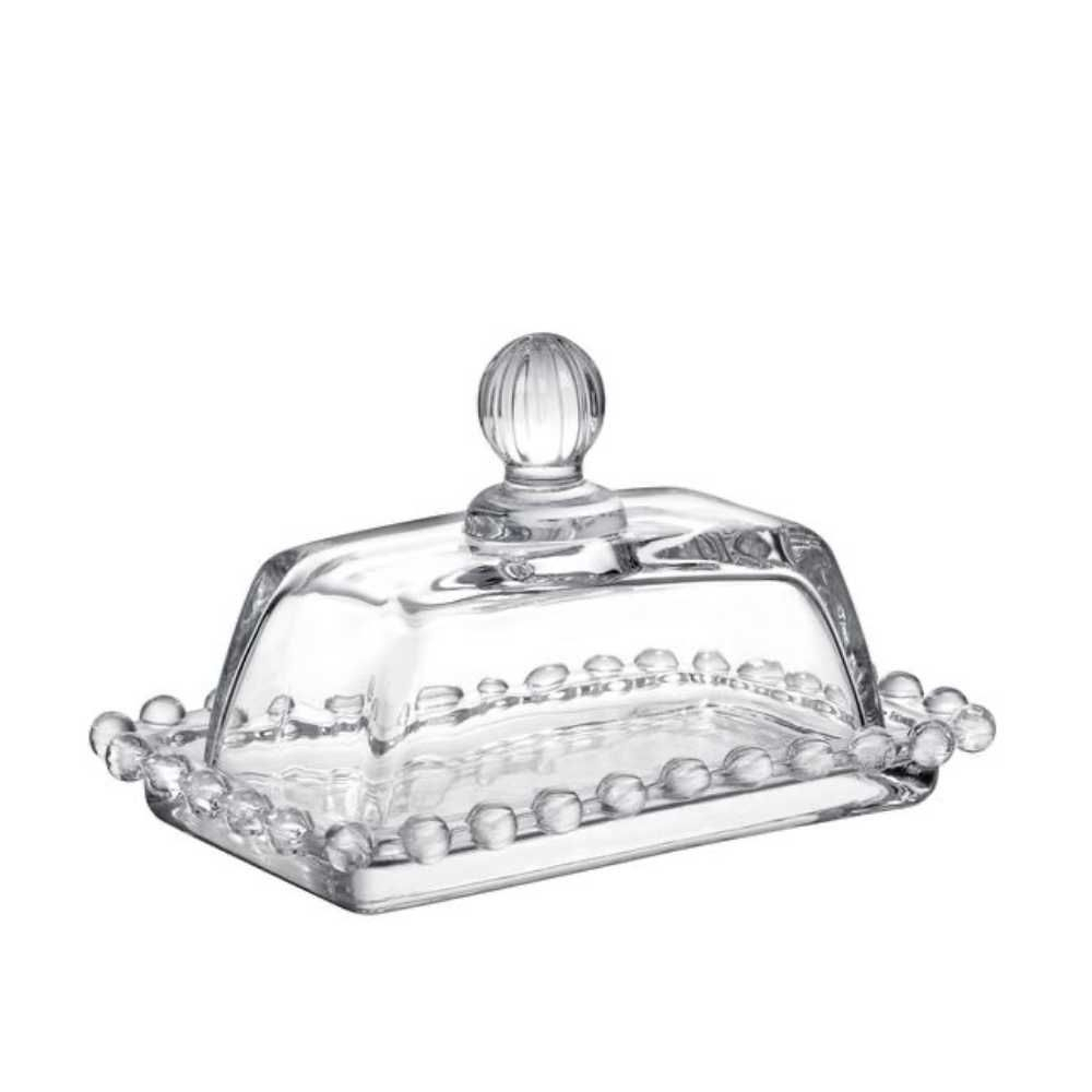 Manteigueira de Vidro Cristal com Tampa Mesa Posta 14cm 