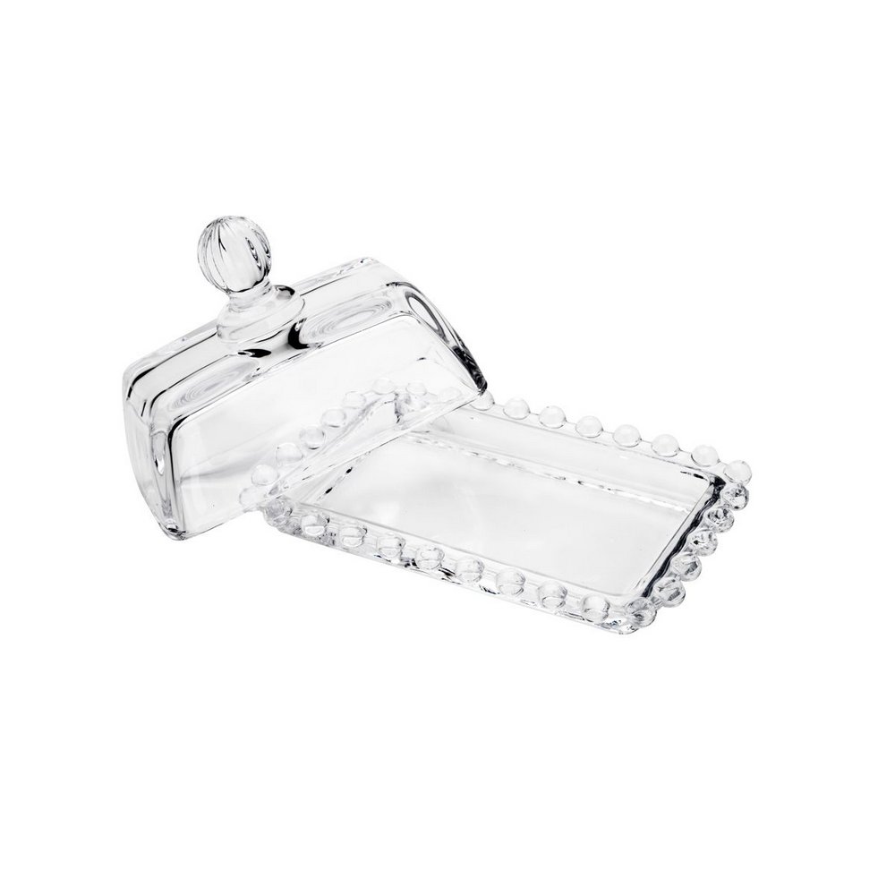Manteigueira de Vidro Cristal com Tampa Mesa Posta 14cm 