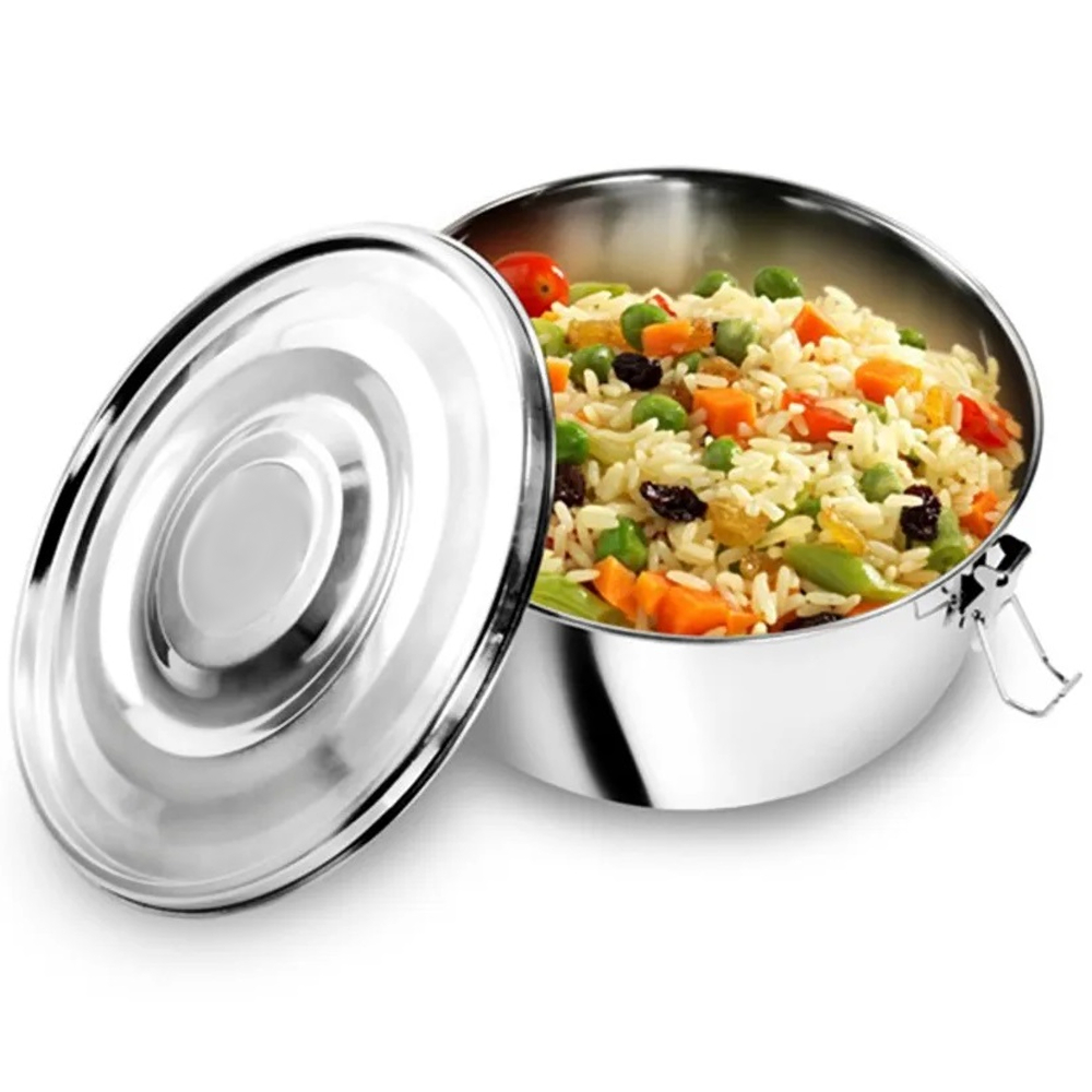 Marmita Redonda Inox Grande 16cm com Trava 