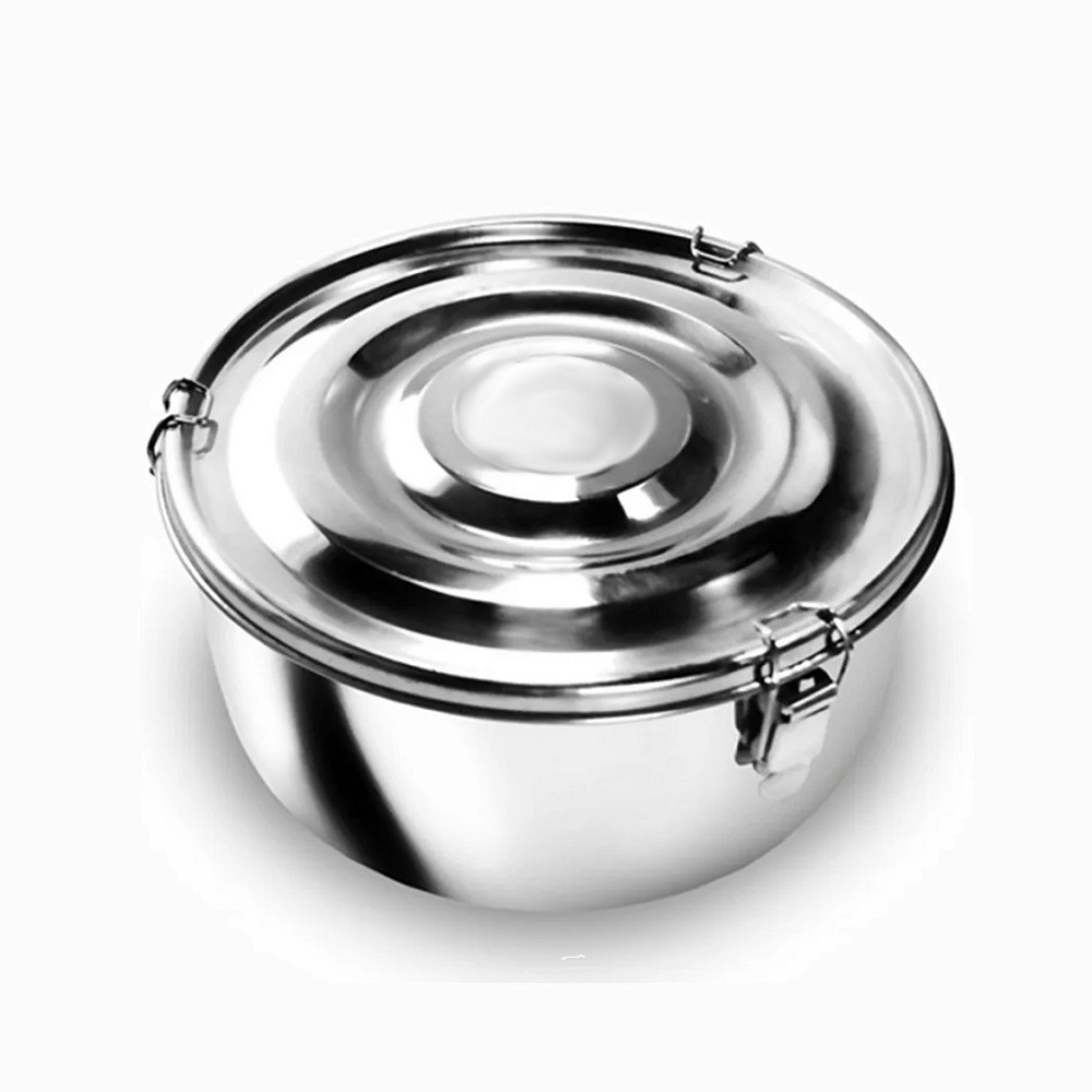 Marmita Redonda Inox Pequena 12cm com Trava 