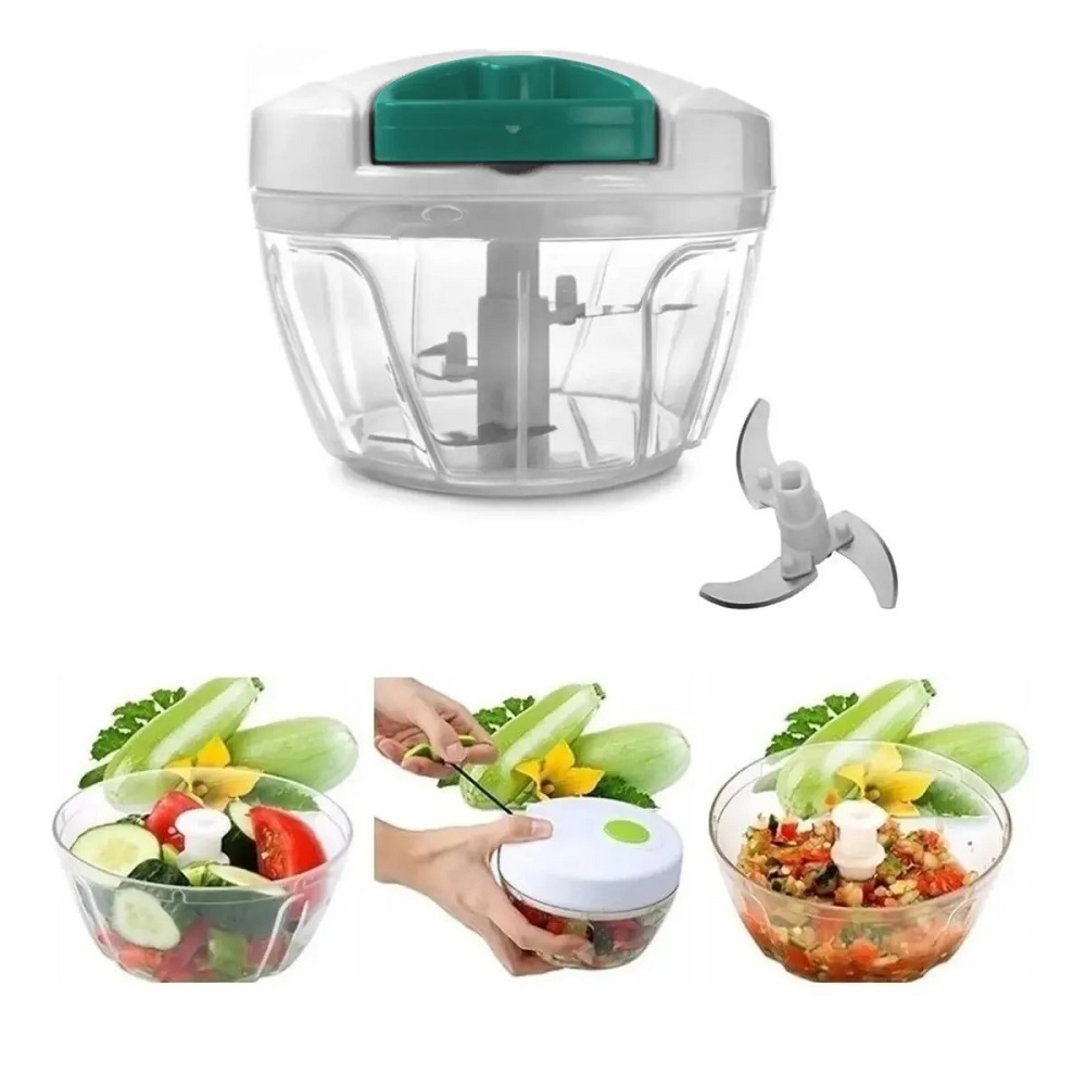 Mini Processador Manual de Alimentos a Corda 3 Laminas 