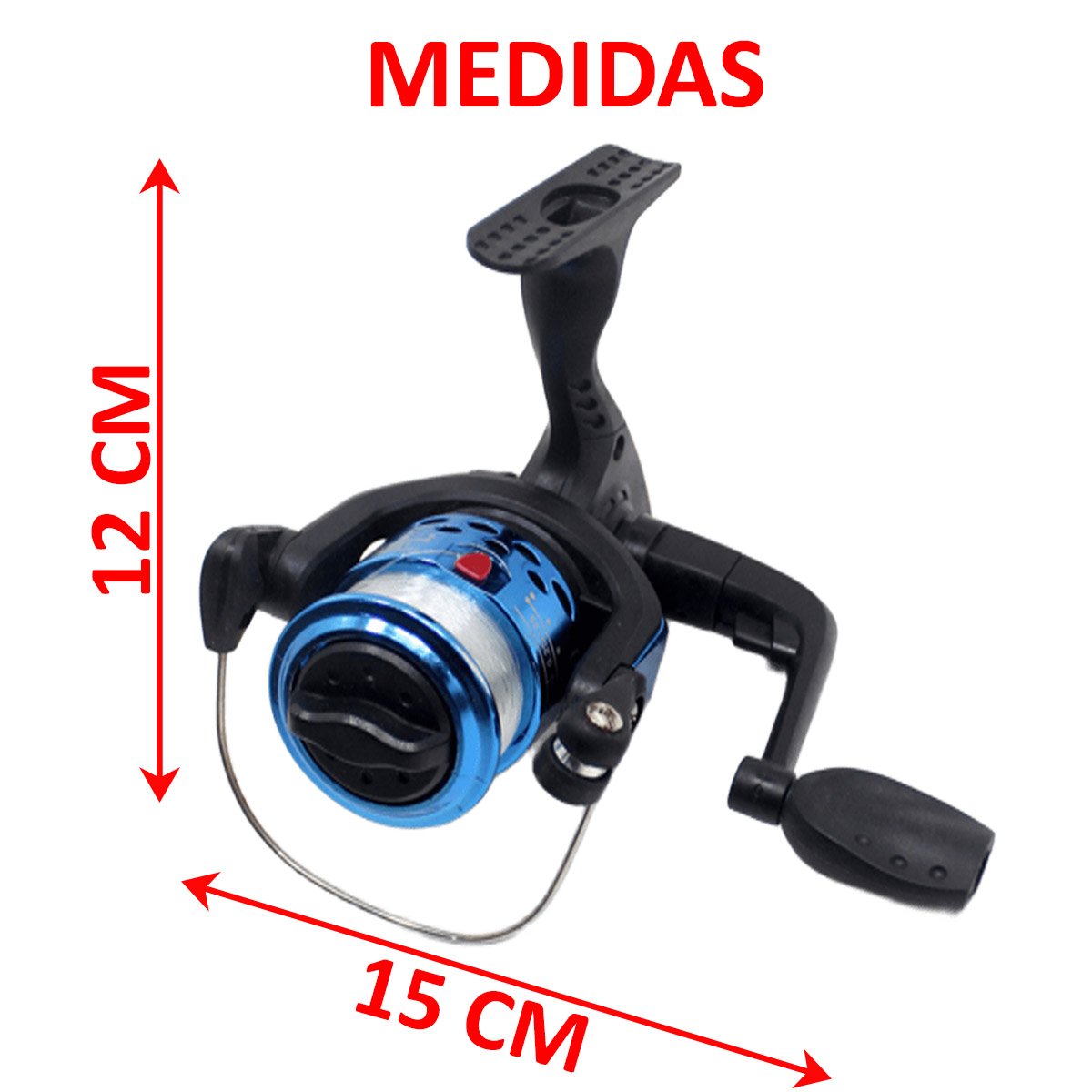 Molinete Carretilha Para Vara De Pesca 3 Rolamentos Retrátil Azul