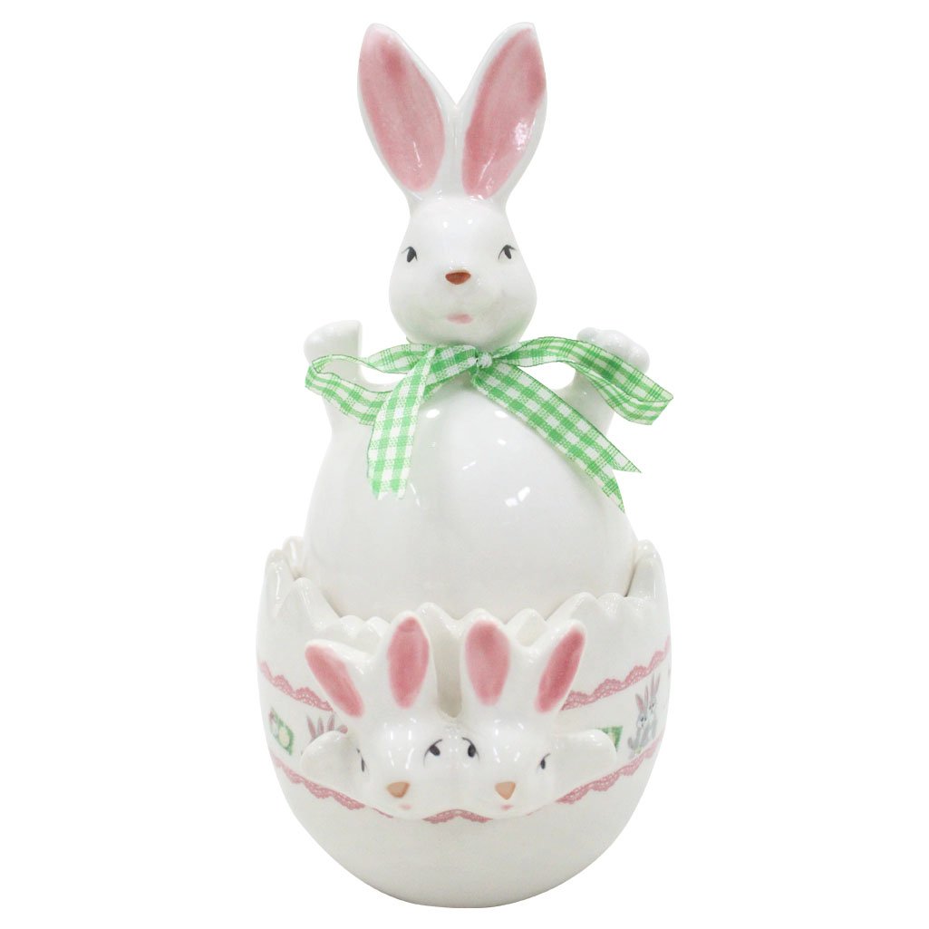 Peça Decorativa Coelhinho da Páscoa Em Cerâmica - 17cm