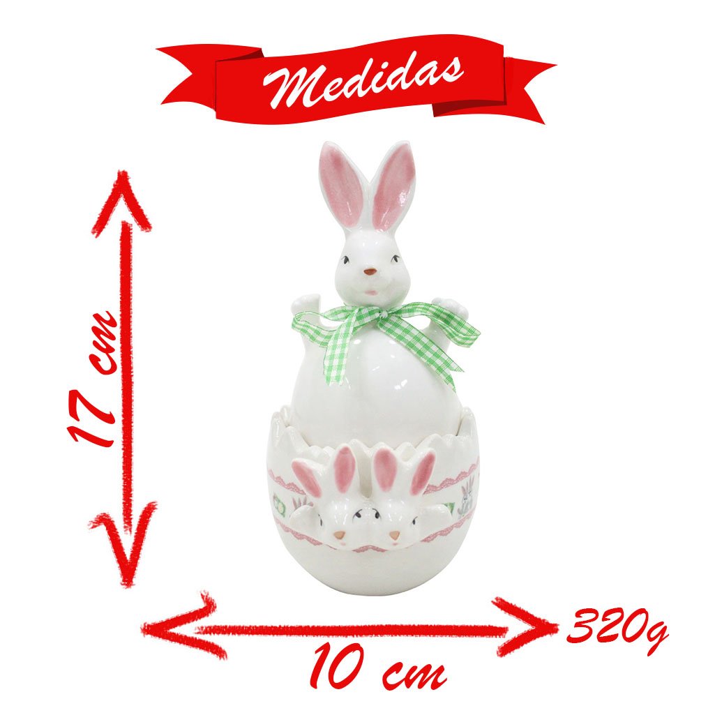 Peça Decorativa Coelhinho da Páscoa Em Cerâmica - 17cm