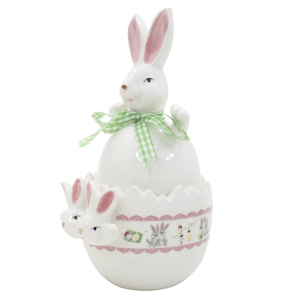 Peça Decorativa Coelhinho da Páscoa Em Cerâmica - 17cm