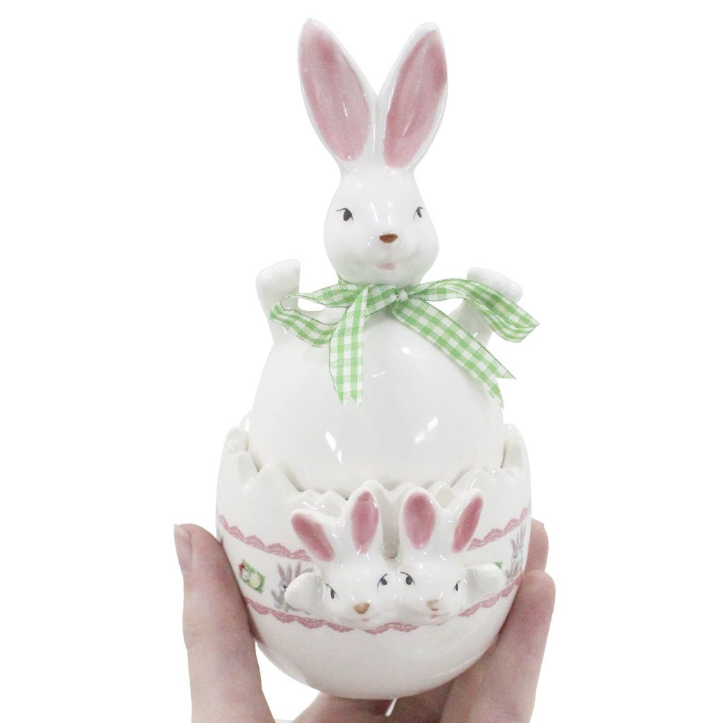 Peça Decorativa Coelhinho da Páscoa Em Cerâmica - 17cm