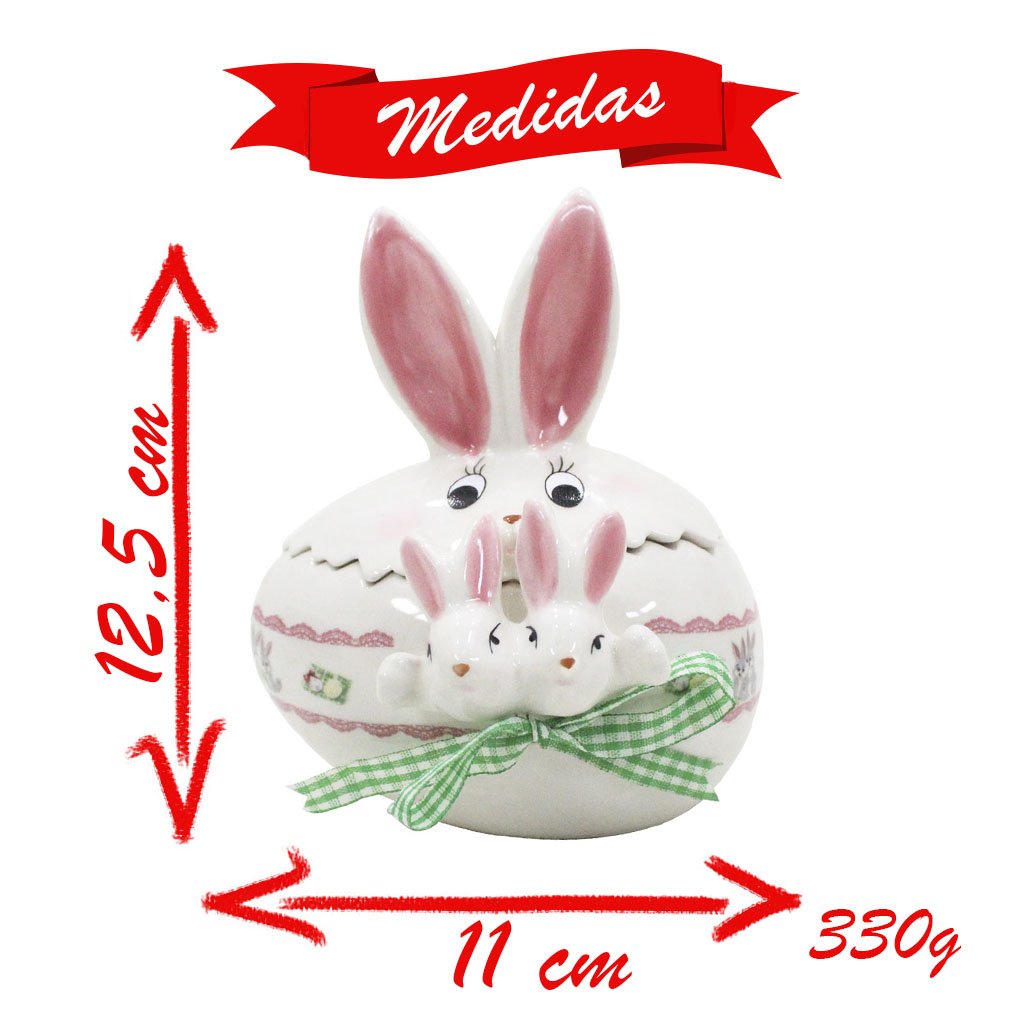 Peça Decorativa Ovo de Páscoa Em Cerâmica - 12,5cm