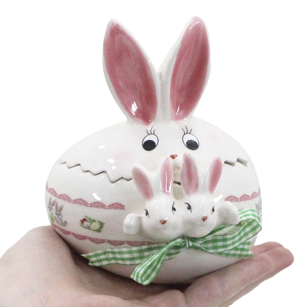 Peça Decorativa Ovo de Páscoa Em Cerâmica - 12,5cm