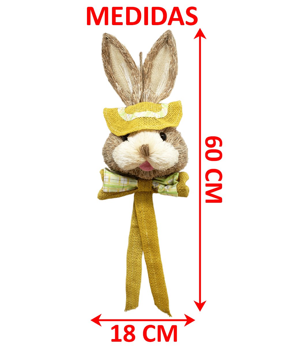 Pendente Coelho De Páscoa Artesanal Decoração Amarelo 60cm