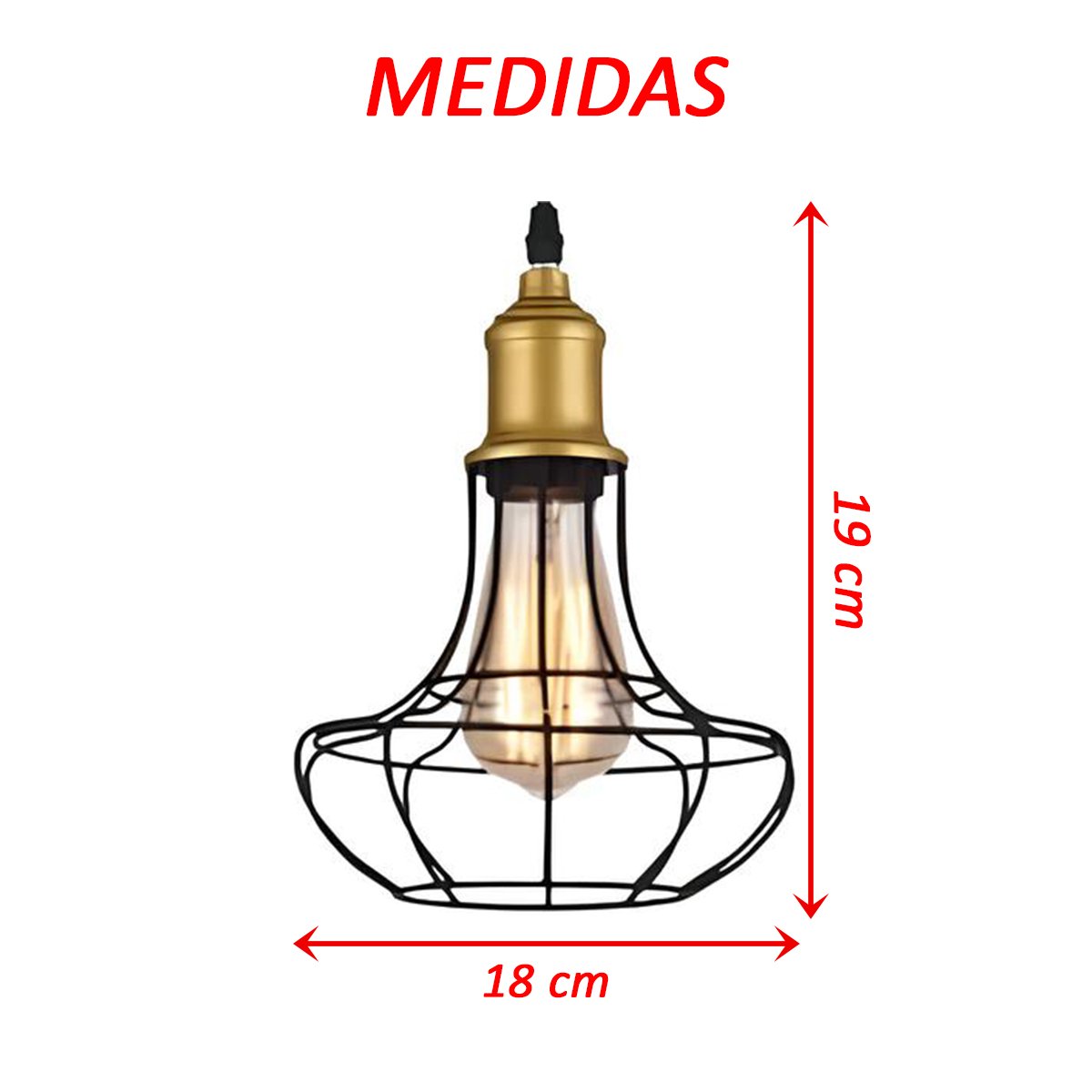 Pendente Taschibra Aço 40w Vintage Preto Lustre De Teto 185