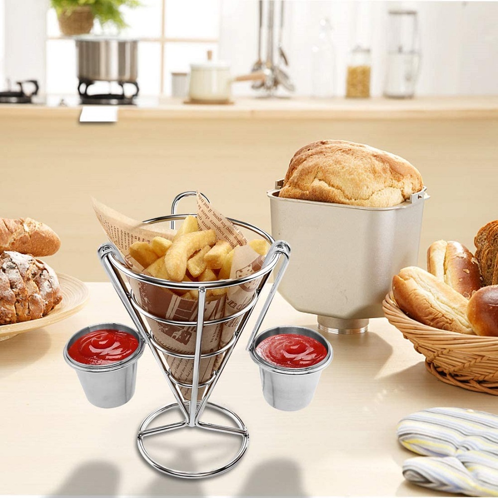 Petisqueira com Suporte para Molhos Cone Inox 